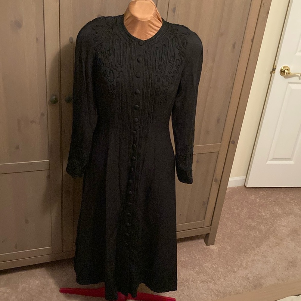 Lovely coat dress- black braid on gabardine